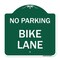 Signmission Designer Series Sign-No Parking Bike Lane, Green & White Aluminum Sign, 18" x 18", GW-1818-23629 A-DES-GW-1818-23629 - alternate 1